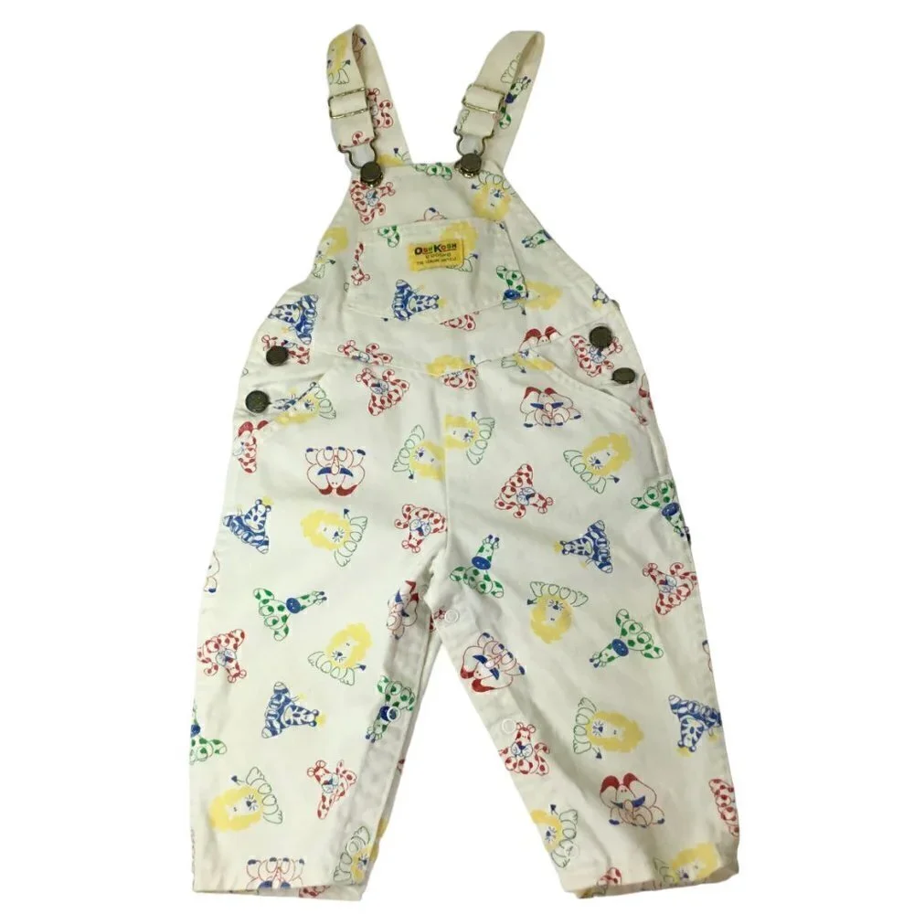 Vintage Oshkosh B'Gosh Vestbak Bib Overalls 18 months USA Cotton Zebra Lion Bibs